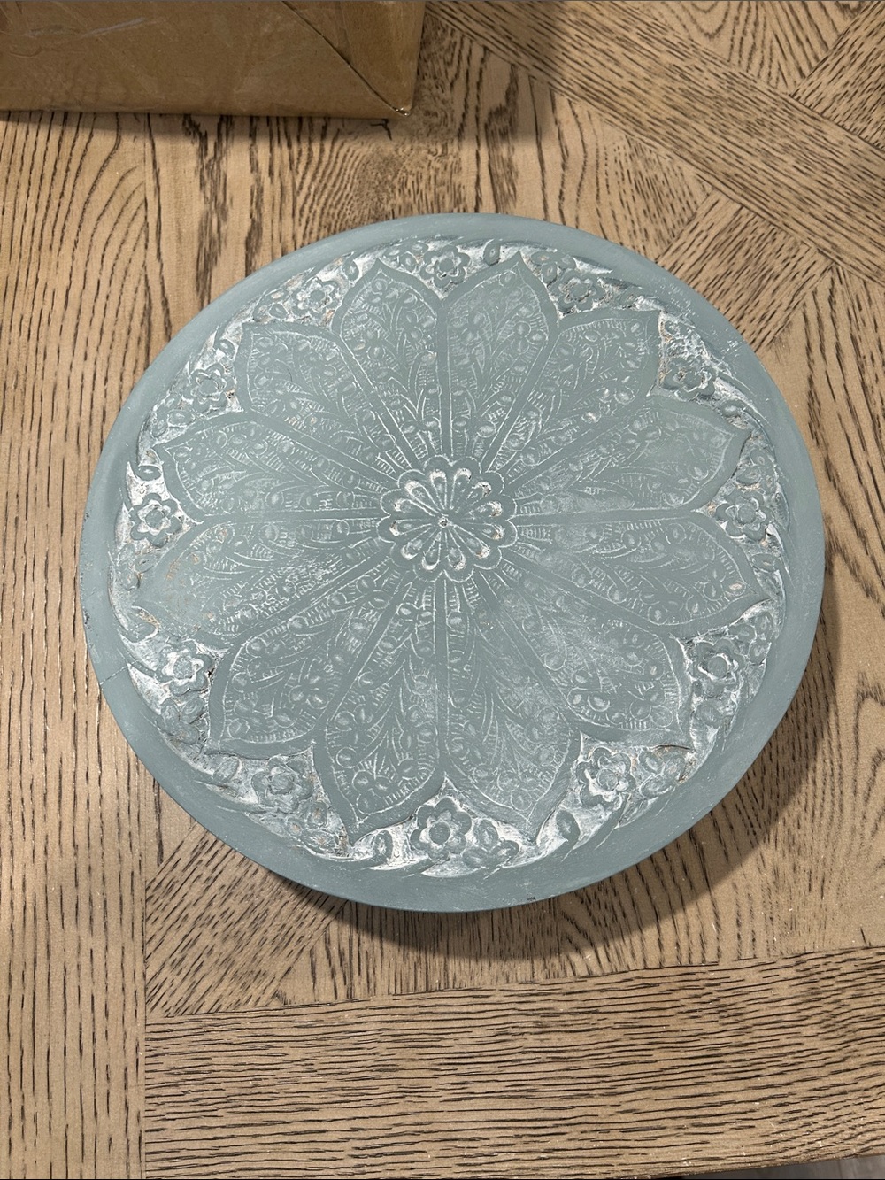 Decorative painted Round Wooden riser